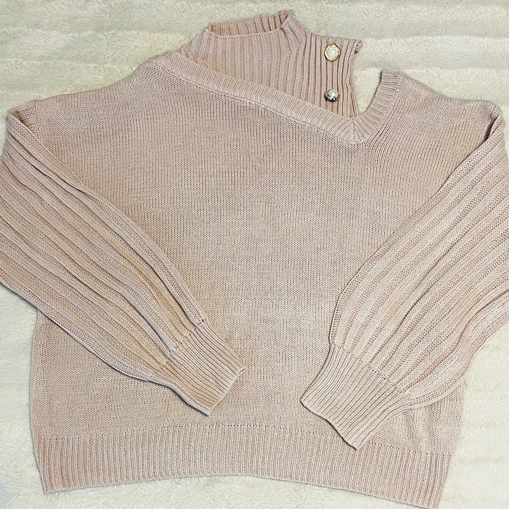 Women's Dusty Pink Sweater with Button Detail